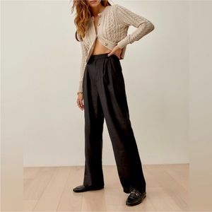 Reformation Earl Black Pleated Pant